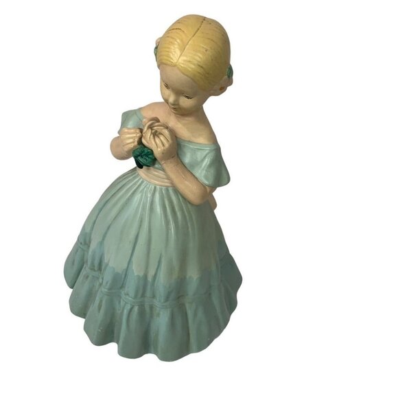 Holland Mold Vintage 1960s Chalkware Figurine Girl Blue Dress 10"h - Picture 4 of 8